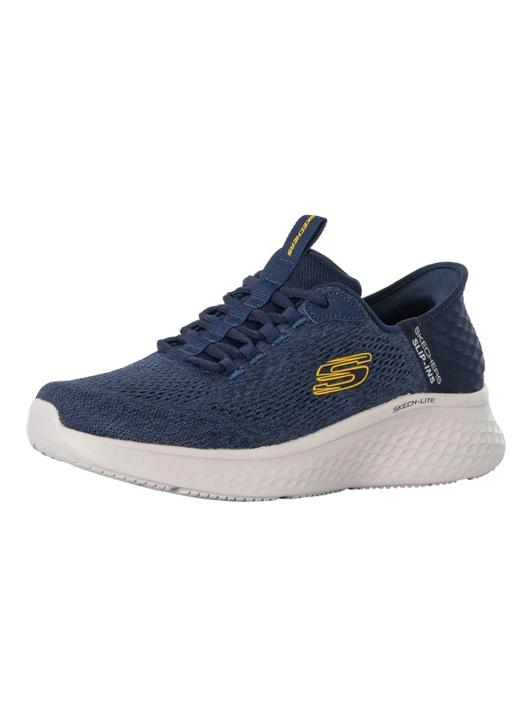 Skechers Men's Skech-lite Pro Trainers, Navy Mesh Yellow Trim, 6 UK