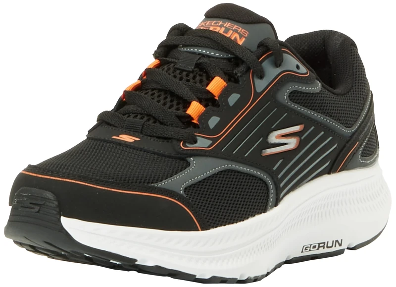 Skechers Men's Go Run Consistent 2.0 Sneaker, Black and Orange Leather/Textile, 8.5 UK