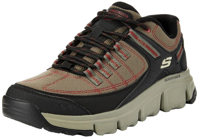 Skechers Men's Summits At Upper Draft Trainers, Olive Synthetic Mesh Black Trim, 6 UK