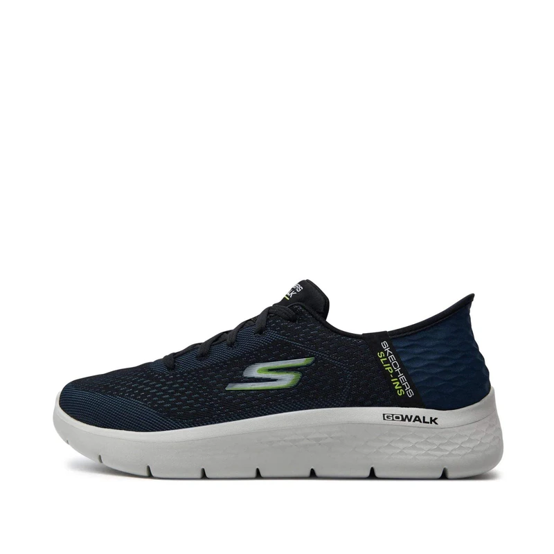 Skechers Men's Go Walk Flex Sneaker, Navy and Lime Textile, 7.5 UK