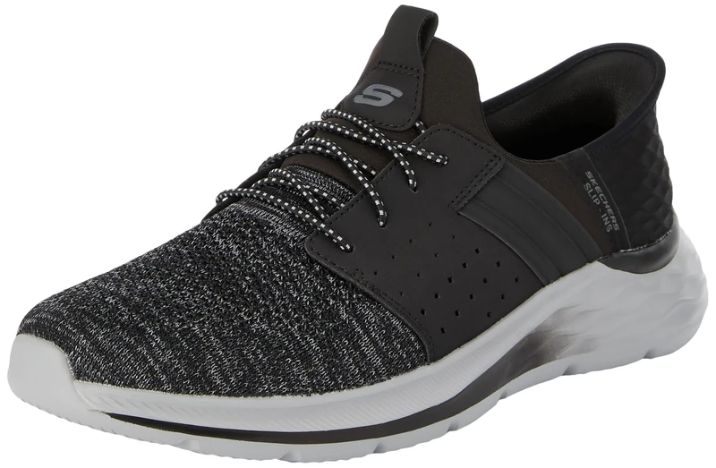 Skechers Men's Garner NEWICK Slip-On, Black Textile/Synthetic, 8 UK