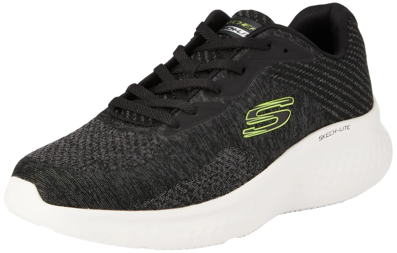 Skechers Men's Skech-Lite Pro Faregrove Sneaker, Black Circular Knit/Synthetic/Lime Trim, 6.5 UK
