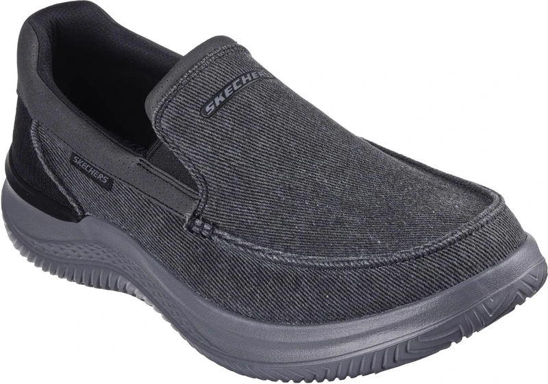 Skechers Men's Hasting Fielden Slip-On Sneakers, Black Canvas, 12 UK