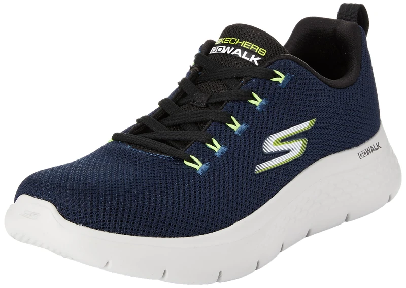Skechers Men's Go Walk Flex Sneaker, Navy and Lime Textile, 8.5 UK