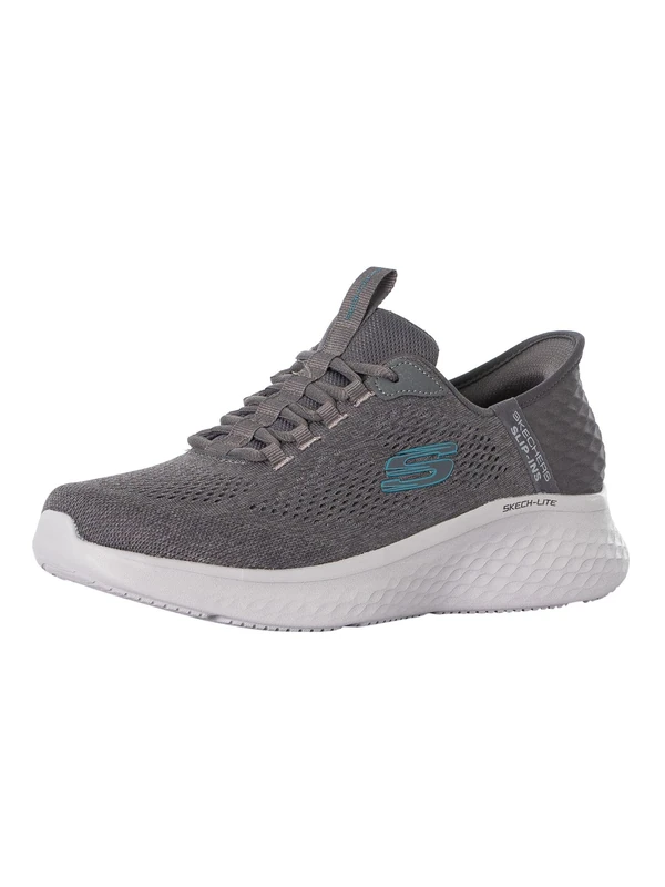 Skechers Men's Skech-lite Pro Trainers, Charcoal Mesh Blue Trim, 12 UK