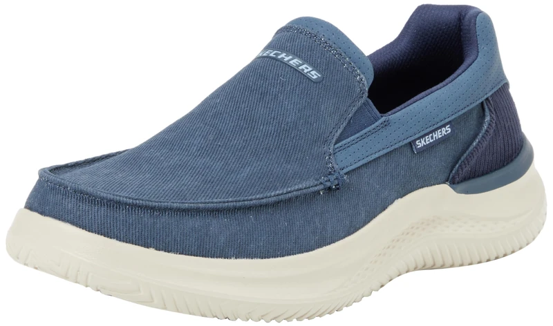 Skechers Men's Hasting Fielden Slip-On Sneakers, Navy Canvas, 9 UK