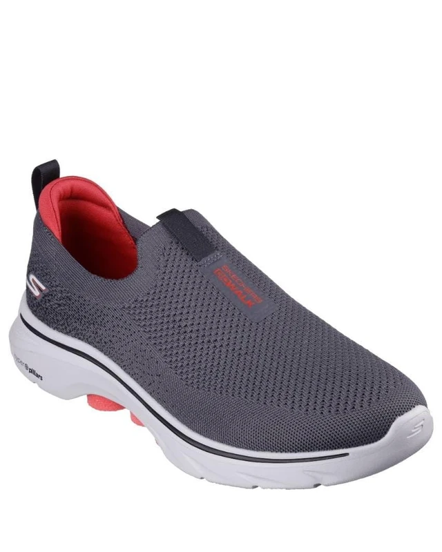 Skechers Men's Go Walk 7 Sneaker, Charcoal and Black Textile, 14 UK