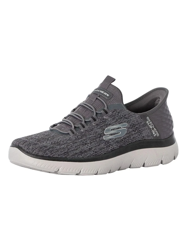 Skechers Men's Summits Key Pace Trainers, Charcoal Mesh/Black Trim, 5.5 UK