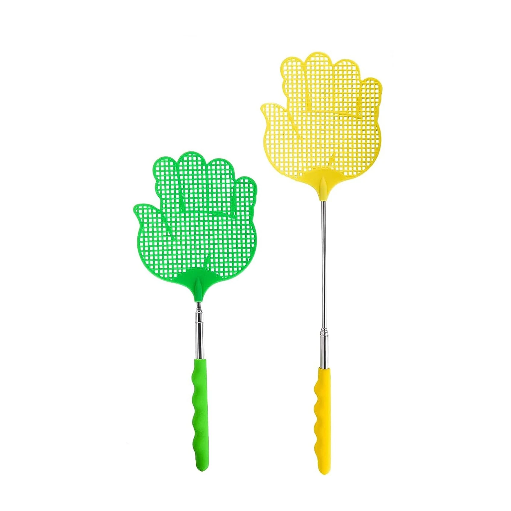 ILamourCar Extendable Fly Swatters 2 Pack, Strong Flexible Manual Swat Set, Manual Fly Swat Pest Control for Indoor Outdoor Mosquito Wasp Bug Insect (Yellow+Green)