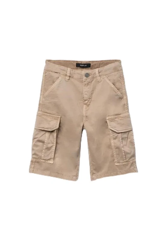 Replay Boys' Relaxed Fit Cargo Shorts Bermuda Shorts, 440 Sand, 8 Years