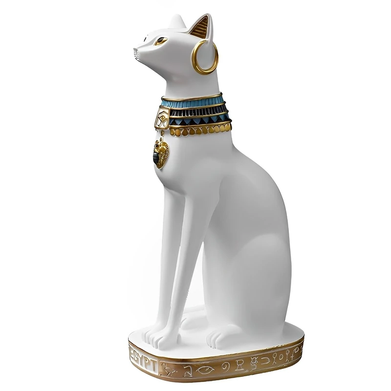 Ni-JASW 12 inch Tall White Egyptian Cat Goddess Bastet Statue, Ancient Egypt Bast Figurines Home Decor - Image 1