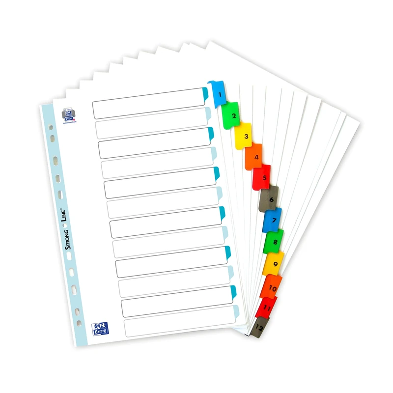 OXFORD 20 Packs of A4 Digital Dividers 12 Positions Card Thickness 170 g White