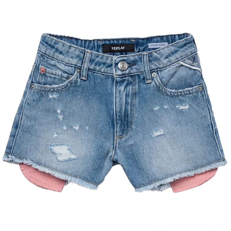 Replay girls' denim shorts made of cotton, blue (Light Blue 010), 4 years