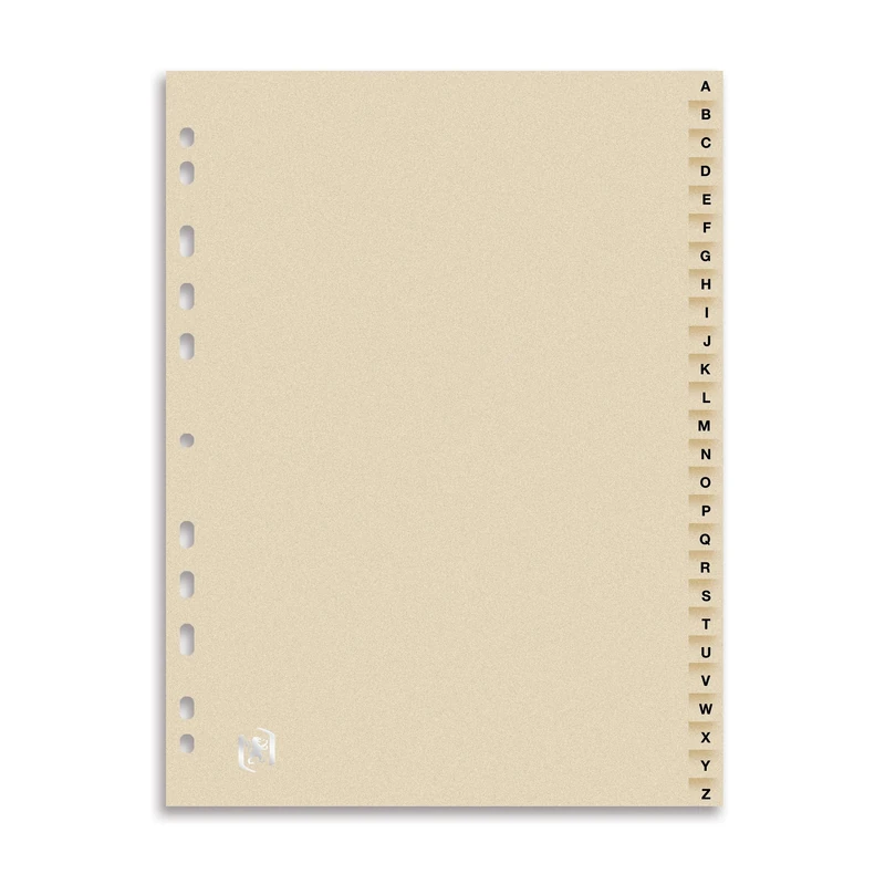 OXFORD 20 Packs of Alphabetic Dividers A4 26 Positions Strong Recycled Card Thickness 240 g Beige