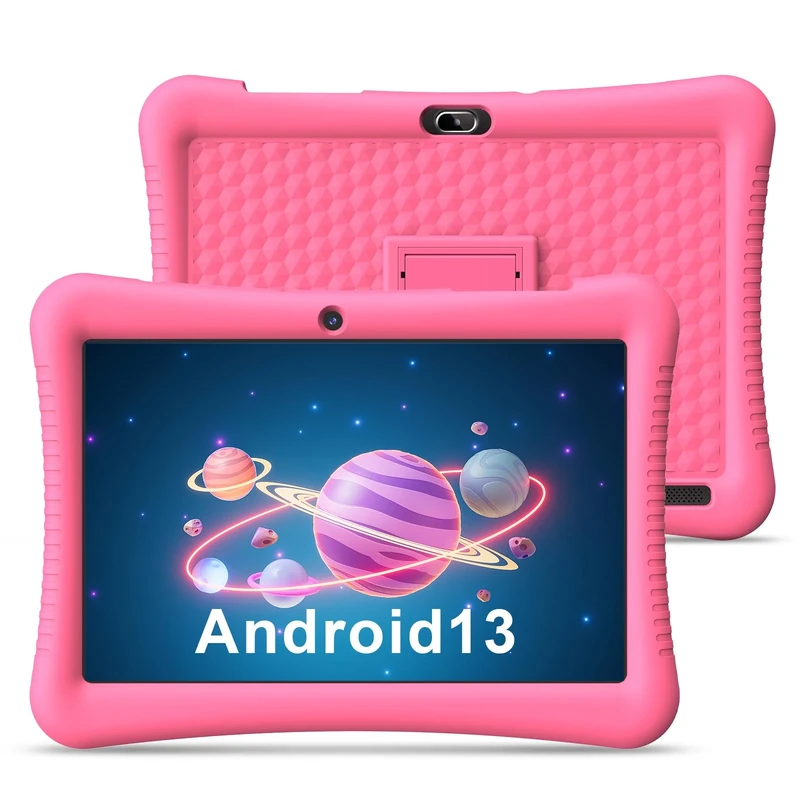 Kids Tablet 10 inch Android 13 with Shockproof Case for Kids 3-12 Ages 32GB Expandable to 128GB, Dual Cameras, GPS, Google Kids Space, Pre-Installed Apps, Kids tablets with Parental Controls