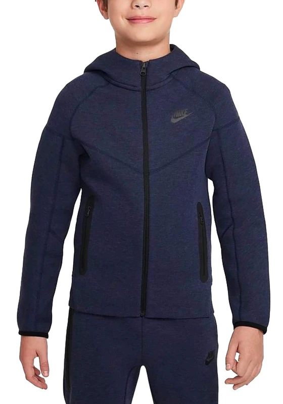 NIKE FD3286-473 B NSW TECH FLC FZ Sweatshirt Boy's OBSIDIANHEATHER/BLACK/BLACK Size XL+