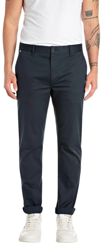 REPLAY Herren Hose Chino, Night Blue 086 (Blau), 38W / 34L