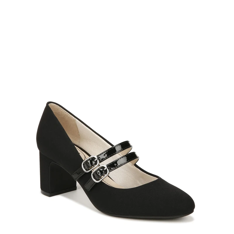 LifeStride Women's True Block Heel Mary Jane Dress Shoe Pump, Black Patent, 6 UK