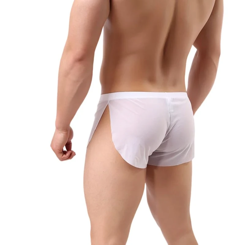 Drelaar Men's Summer lightweight Gauze See Through Breathable Boxer Trunks Medium White