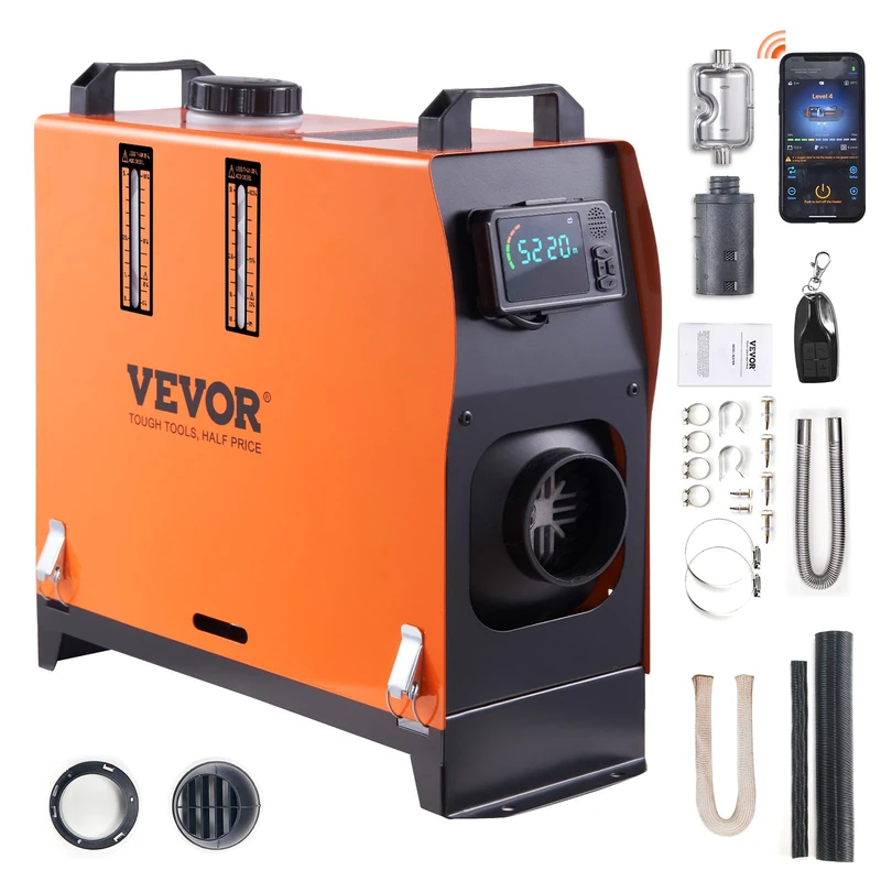 VEVOR 5 KW Diesel Air Heater, Bluetooth App Control All-on-one Diesel Heater with Automatic Altitude Adjustment, Remote Control and LCD, Portable Parking Heater for Home RV Trailer Camper Van Boat