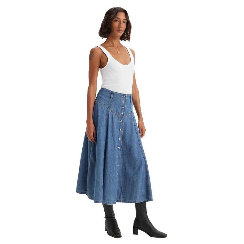 Levi's Button FRNT Circle Skirt MED Indigo - Flat Finish, Play Day, 23 - Image 1