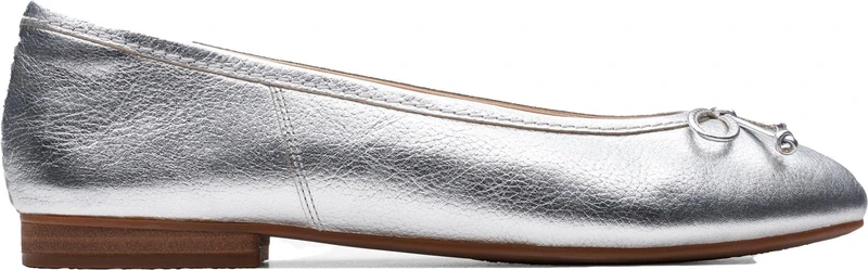 Clarks Womens Fawna Lily Ballet Flat, Silver Leather, 6 UK