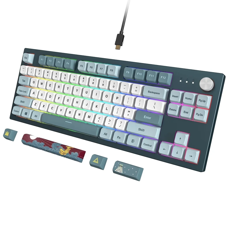 Montech MKey TKL Mechanical Gaming Keyboard: Customizable RGB LED, Premium MDA Profile PBT Keycap, Hot-Swappable Gateron G Brown Pro 2.0 Pre-lubed Switches, Osaka Castle Theme, Freedom (MK87FB) - Image 1