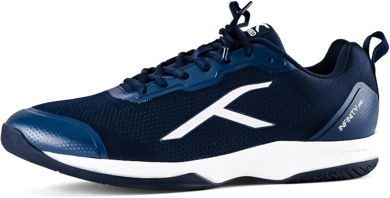 HUNDRED Infinity Pro Non-Marking Professional Badminton Shoe for Men | Material: Polyester/Mesh | Suitable for Indoor Tennis/Squash/Table Tennis/Basketball & Padel Navy White