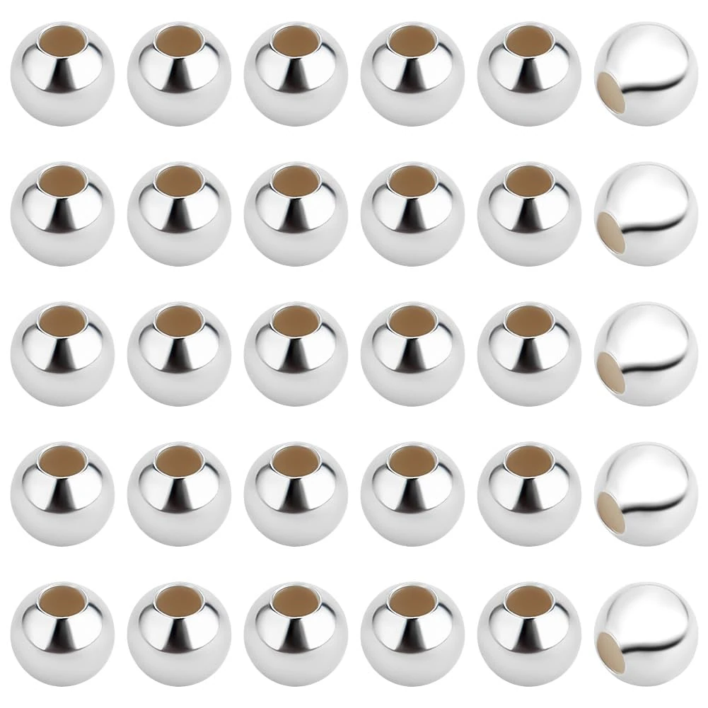 PH PandaHall 50pcs 925 Sterling Silver Spacer Beads 3mm Space Stopper Beads Tiny Ball Charm Beads Round Craft Beads for Necklace Bracelet Bracelet Jewellery Making DIY Crafts Keychain Decor, 1mm Hole