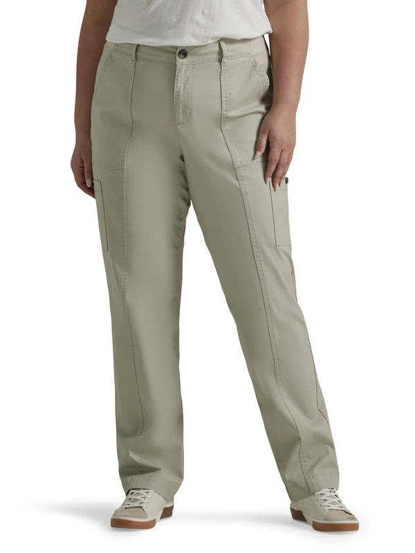Lee Women's Plus Size Ultra Lux Comfort with Flex-to-go Utility Pant, Salina Stone, 22 Plus
