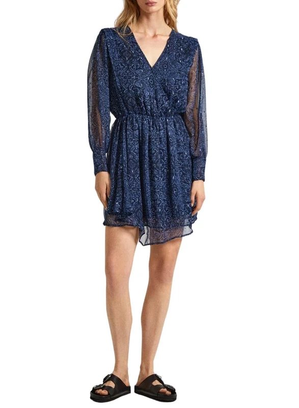 Pepe Jeans Women's Camille Dress, Blue (Dulwich Blue), L