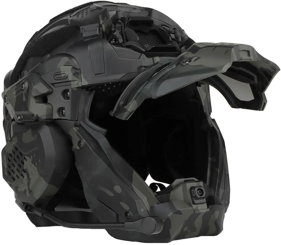 Casque De Protection Tactique Airsoft Avec Masque Intégral Et Casque HD Intégré, Ventilateur Anti-Buée Réglable, Casque D’assaut Polyvalent Pour Cosplay Paintball CS