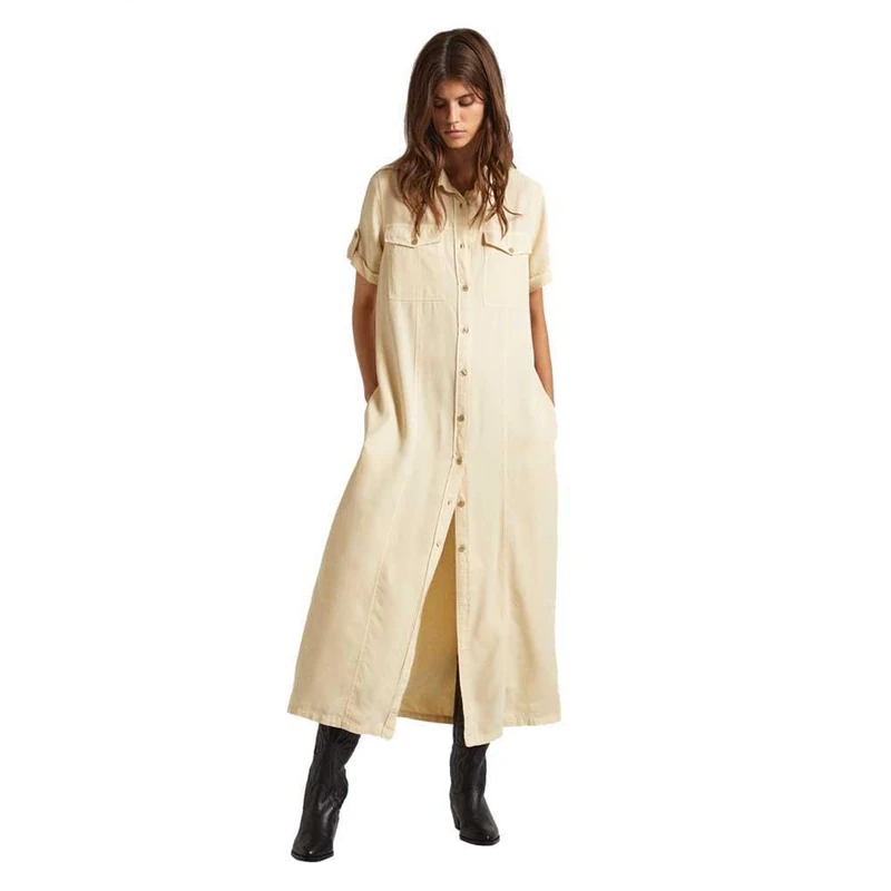 Pepe Jeans Women's Evelinda Dress, Beige (Malt Beige), XL