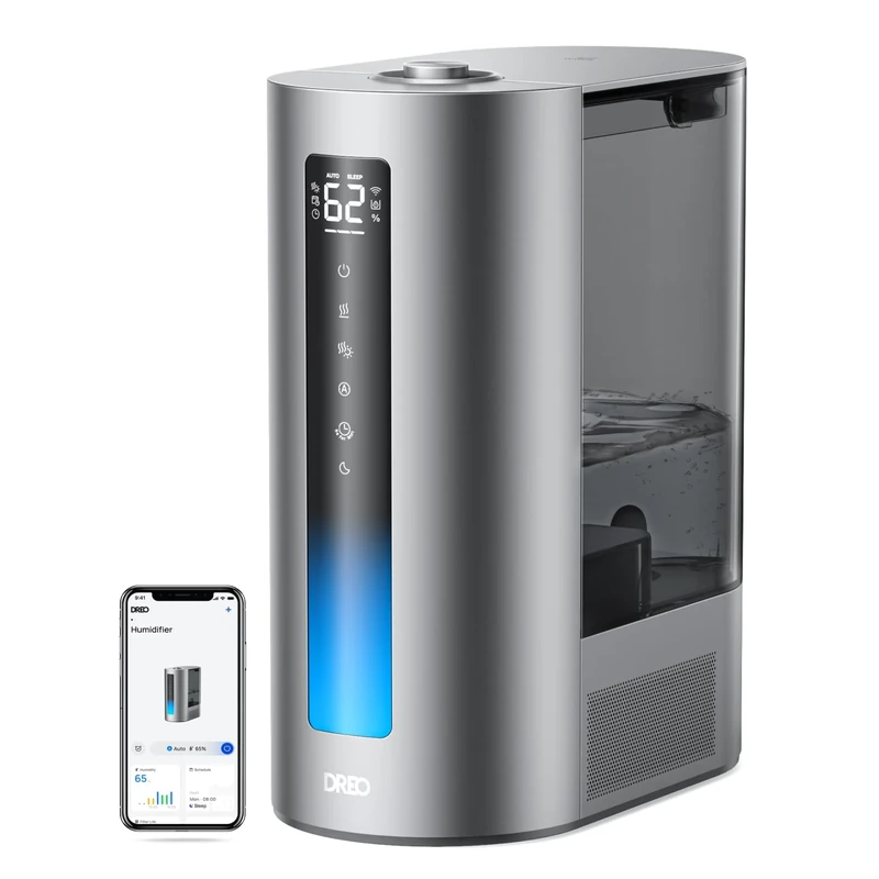 Dreo Smart Humidifier for Bedroom, 6L Top Fill Warm & Cool Mist Humidifiers for Large Home, 60Hr Quiet Runtime for Baby, Plant, Humidity Sensor, Indicator Light, 12H Timer, Google/Alexa, HM713S