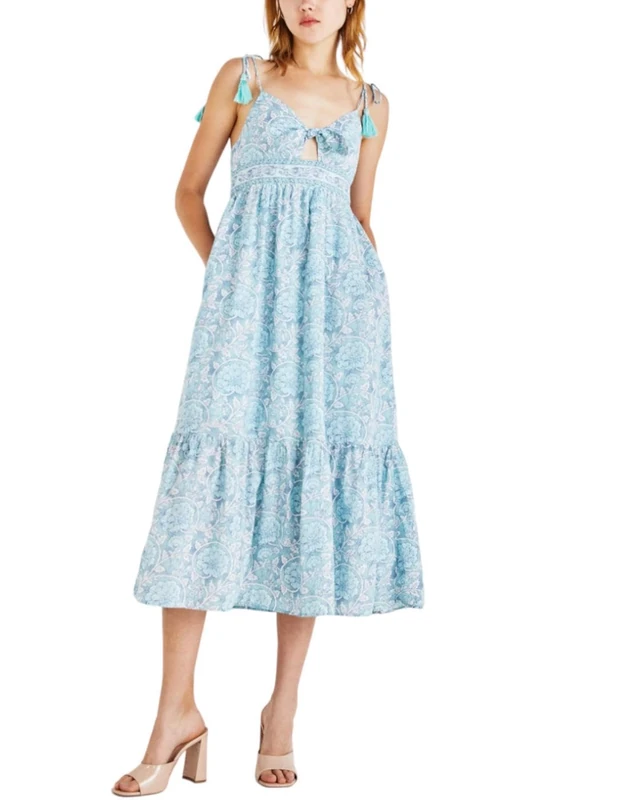 Pepe Jeans Women's Mallory Print Dress, Blue (Wave Blue), XL