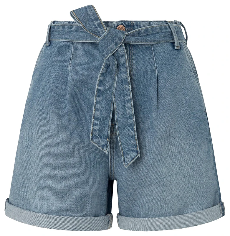 Pepe Jeans Women's A-Line Short Uhw Vintage Shorts, Blue (Denim), 28W