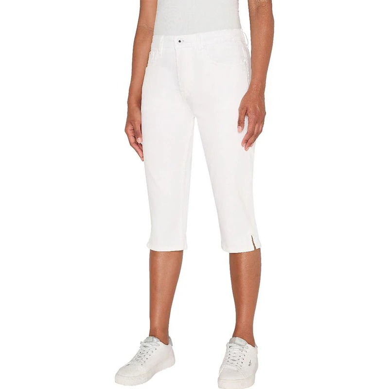 Pepe Jeans Women's Skinny Crop Hw Shorts, White (Denim-TA8), 29W