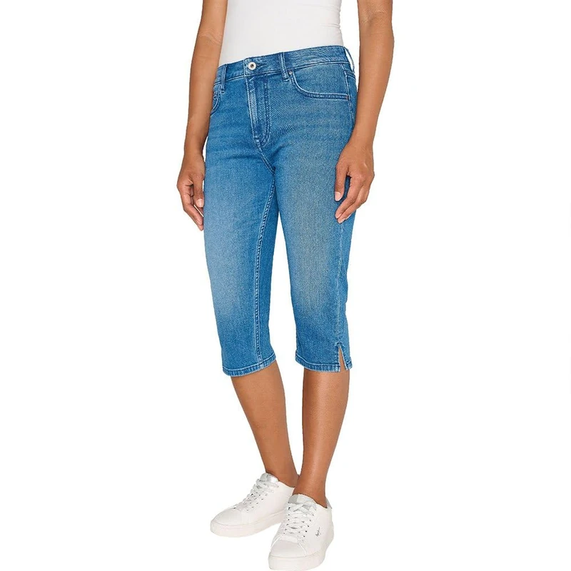 Pepe Jeans Women's Skinny Crop Hw Shorts, Blue (Denim-HU6), 25W