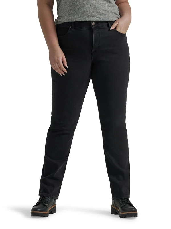 Lee Women's Plus Size Ultra Lux Comfort with Flex Motion Straight Leg Jean, Midnight Bloom, 22 Plus Long