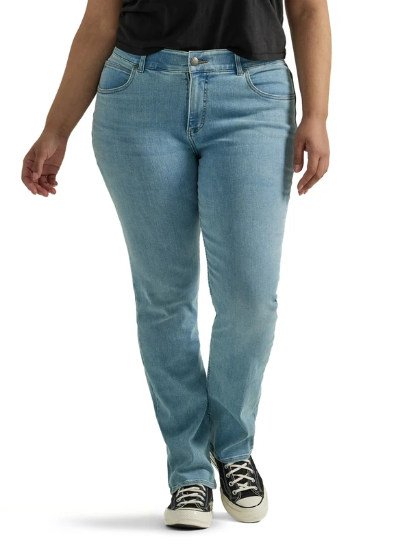 Lee Women's Plus Size Ultra Lux Comfort with Flex Motion Straight Leg Jean, Within Motion, 22 Plus Long