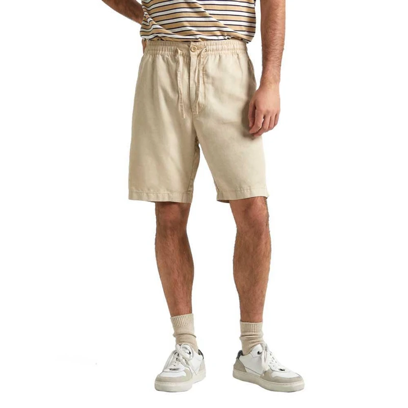 Pepe Jeans Men's Relaxed Linen Smart Shorts Shorts, Beige (Base Beige), 29W