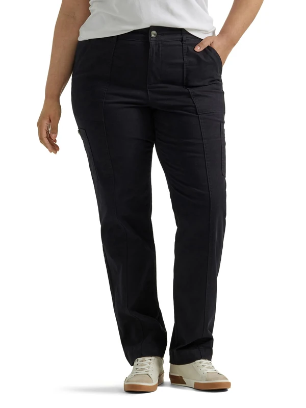 Lee Women's Plus Size Ultra Lux Comfort with Flex-to-go Utility Pant, Unionall Black, 22 Plus
