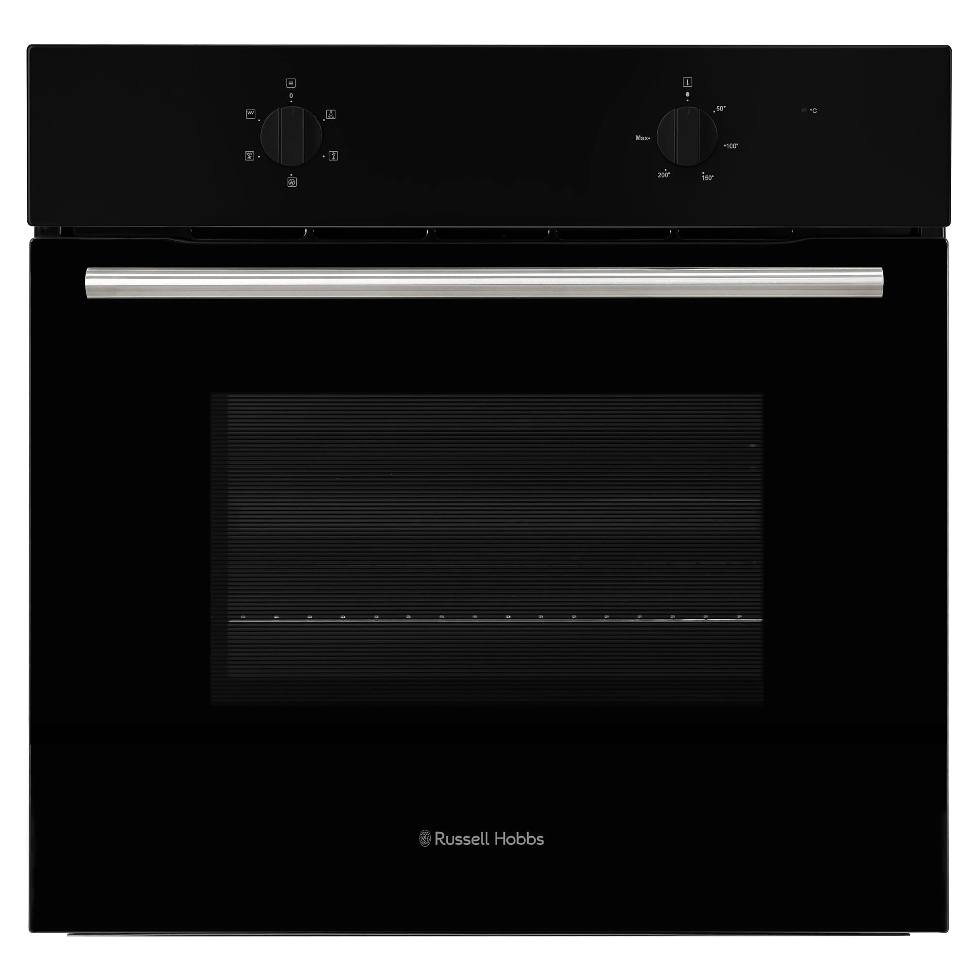 Russell Hobbs 70L, 60cm Wide, Single Electric Built-in Fan Oven and Grill in Black, 5 Oven Functions, RHFEO7004B