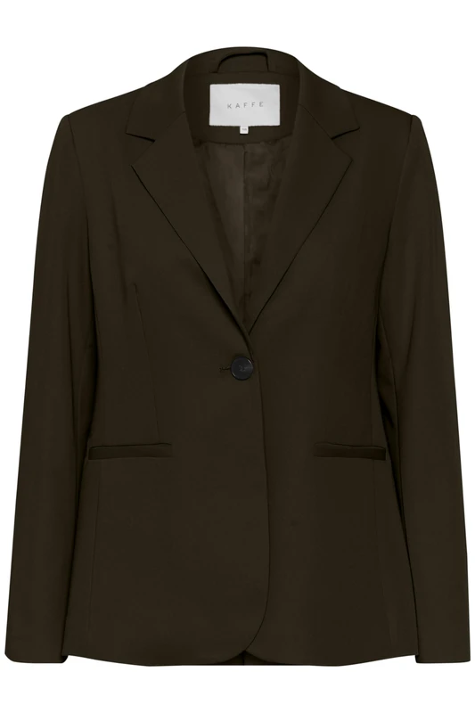 Kaffe Women's Blazer Single Breasted Notch Lapel Regular Fit Jetted Pockets, Forest Night, 16