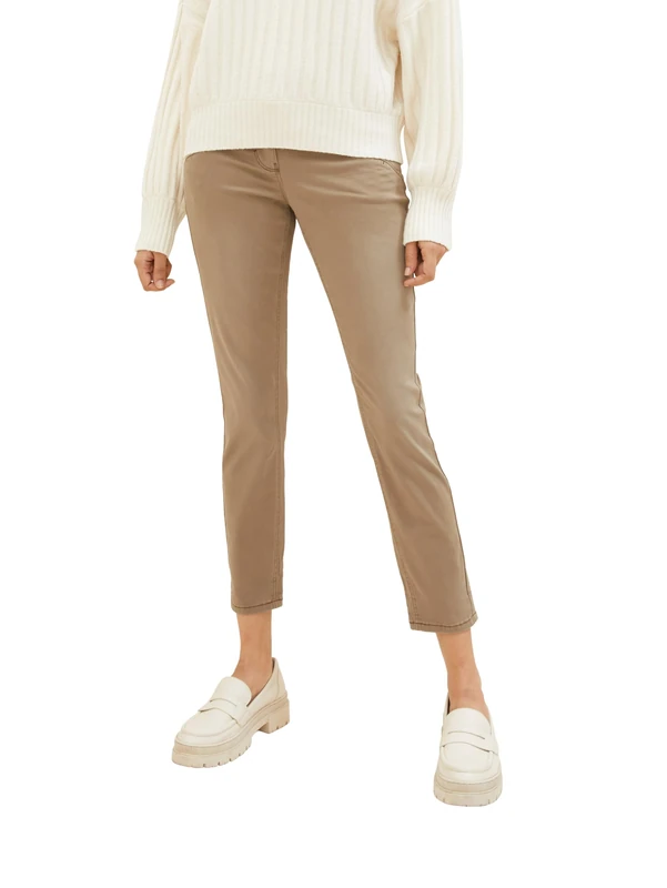 TOM TAILOR Women's Tapered Fit Trousers, 28722 - Dark Sepia, 38W x 28L
