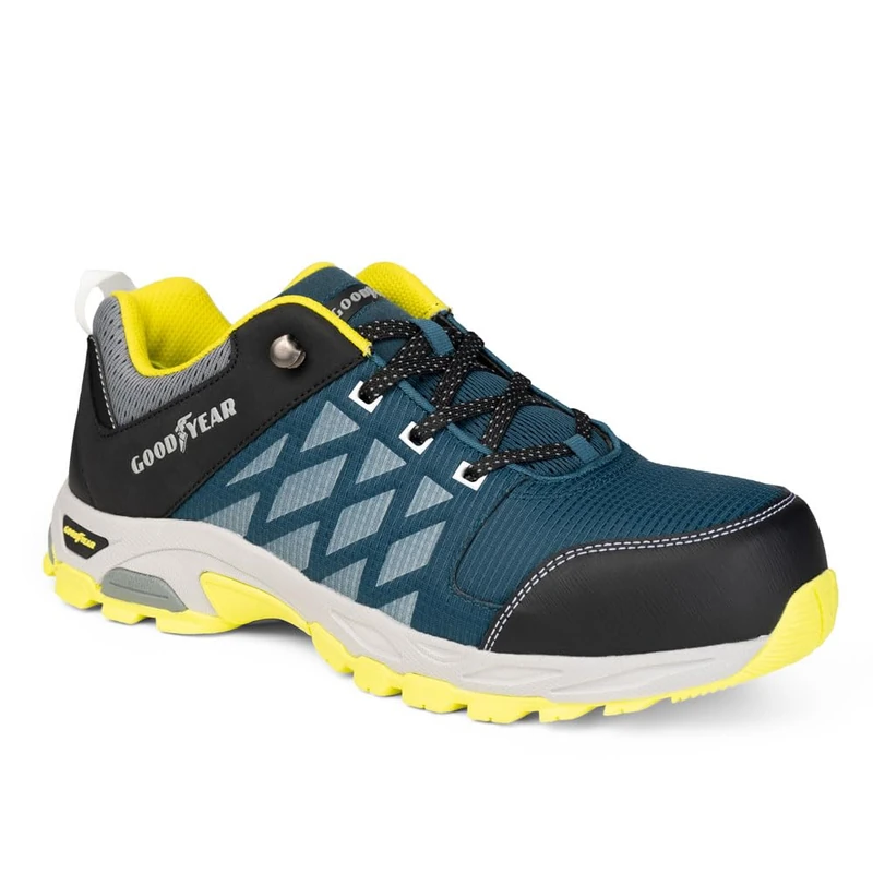 Goodyear S1P SRA HRO Men's Metal Free Work Safety Trainers, Petrol Yellow, 10 UK - Image 1