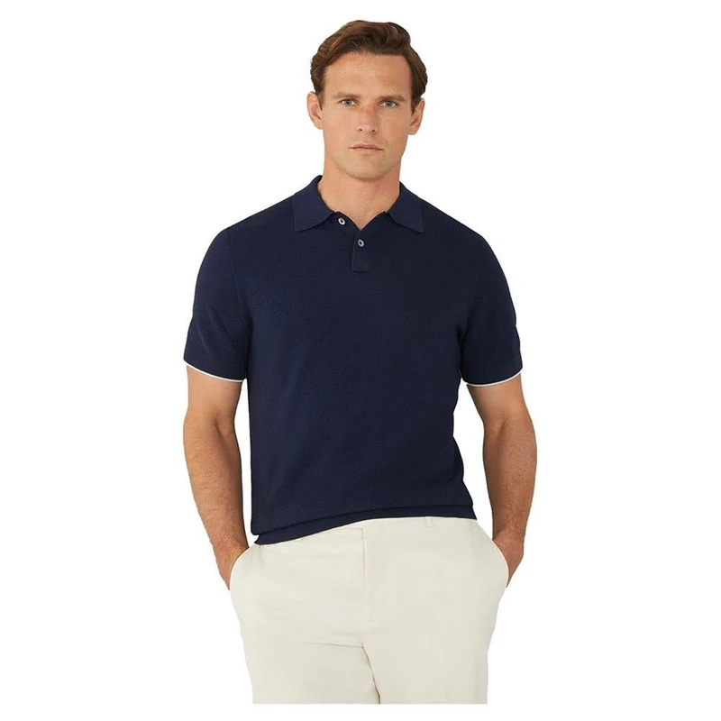 Hackett London Men's Ss Diagonal St Polo Knitwear, Blue (Navy), 3XL