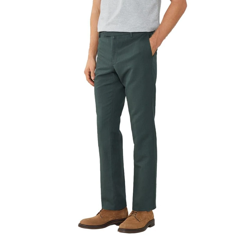 Hackett London Men's Gmw Lin Cot Hbone TRS Trouser, Green (Bottle Green), 34W/30L - Image 1