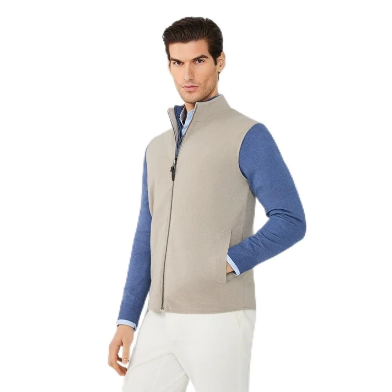 Hackett London Men's Knit Nylon Gilet Knitwear, Brown (Taupe Beige), XXL