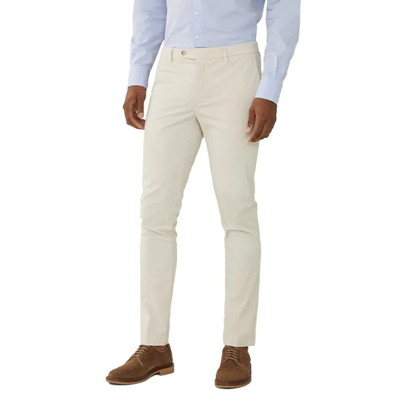 Hackett London Men's Linen Windowpane Trouser, Beige (Beach), 34W/28L